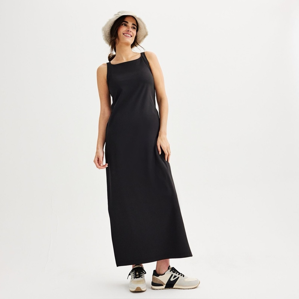 FLX TWIST BACK WOVEN MAXI DRESS IN CHARCOAL BLACK SIZE SMALL